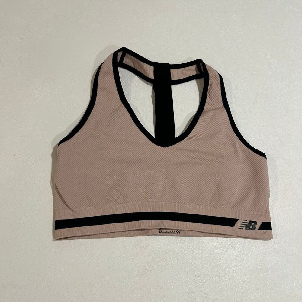 New Balance Taupe Black Strappy Sports Bra Size XL
